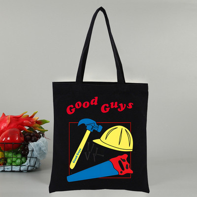 Chucky αποκριάτικες ταινίες τρόμου Γυναικεία τσάντα Shopper Canvas Tote Τσάντες ώμου Τσάντα αγορών Μαύρες υφασμάτινες τσάντες φιλικές προς το περιβάλλον