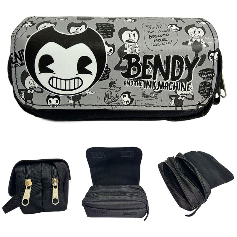 Kawaii Pencil Case Cute Cartoon Bendy Pencilcase Pencilcase Pencilcase Чанта за писалка за студенти Двоен цип Голям капацитет Кожени козметични чанти