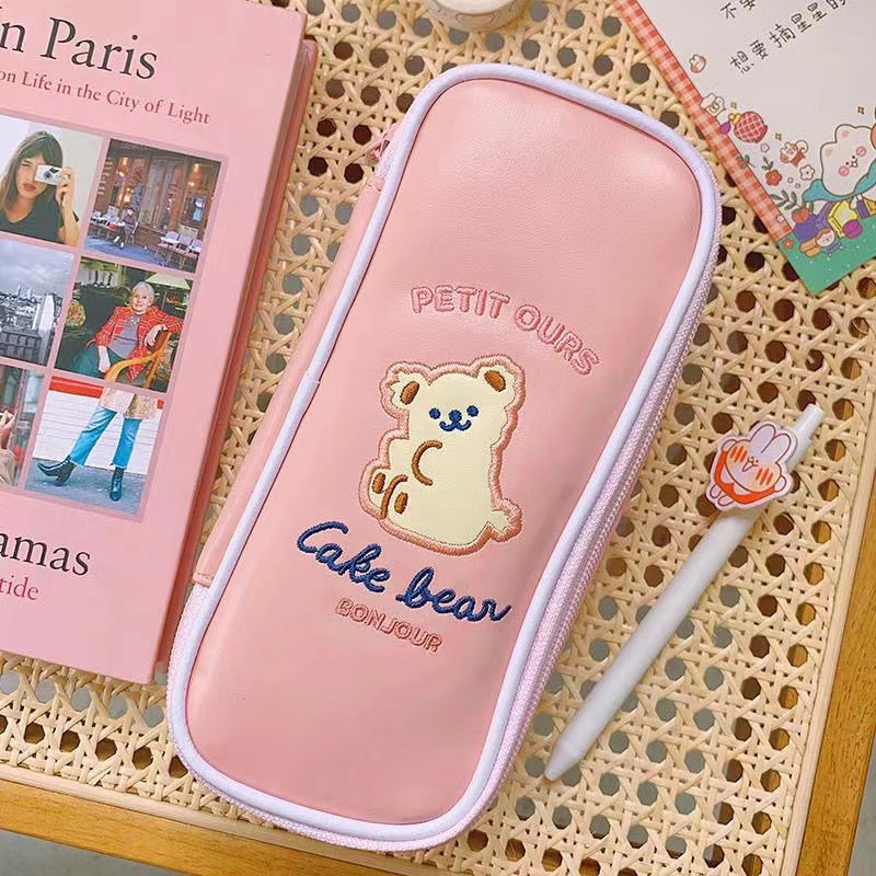 PINK COLLECTION Pernica Mekana slatka torba za olovke Crtani medvjed Kawaii Studentski pribor Školski pribor Torba za pohranu velikog kapaciteta