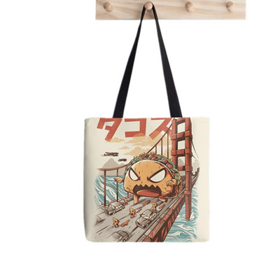 Shopper The Great Wave off Hokusai Printed Tote Bag žene Harajuku shopper torba djevojka Torba za kupovinu na rame Ženska platnena torba