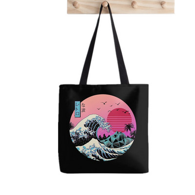 Shopper The Great Wave off Hokusai Printed Tote Bag žene Harajuku shopper torba djevojka Torba za kupovinu na rame Ženska platnena torba