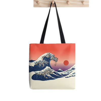 Shopper The Great Wave off Hokusai Printed Tote Bag žene Harajuku shopper torba djevojka Torba za kupovinu na rame Ženska platnena torba