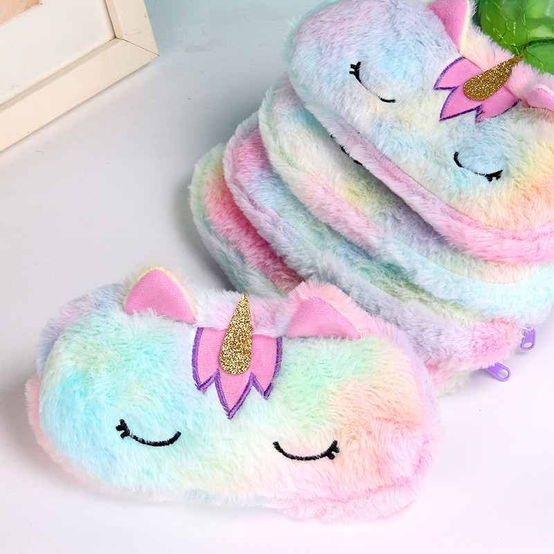 Geantă de papetărie cu unicorn de pluș, cu desene animate, articole de papetărie creative pentru învățare, geantă de depozitare pentru creion kawaii