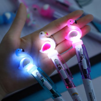 Творчески анимационен еднорог Light Kawaii Сладка светеща топка LED химикалка Студентски канцеларски материали 0,5 mm Инструмент за писане Ученически пособия