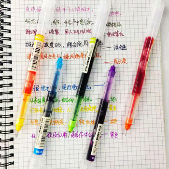 10 цвята Права течна гел химикалка Бързосъхнеща Цветна гел химикалка с голям капацитет 0,5 mm Ролерни химикалки Училищни канцеларски материали