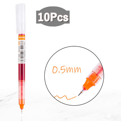 10 Χρώματα Straight υγρό Gel στυλό Γρήγορο στέγνωμα Μεγάλης χωρητικότητας Πολύχρωμα Gel στυλό 0,5mm Rollerball Στυλό Σχολικό Γραφείο
