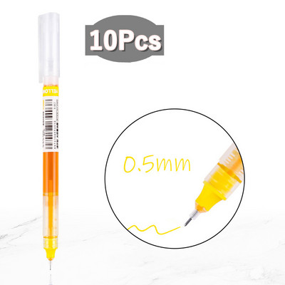 10 Χρώματα Straight υγρό Gel στυλό Γρήγορο στέγνωμα Μεγάλης χωρητικότητας Πολύχρωμα Gel στυλό 0,5mm Rollerball Στυλό Σχολικό Γραφείο