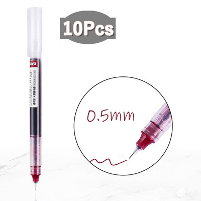 10 Χρώματα Straight υγρό Gel στυλό Γρήγορο στέγνωμα Μεγάλης χωρητικότητας Πολύχρωμα Gel στυλό 0,5mm Rollerball Στυλό Σχολικό Γραφείο