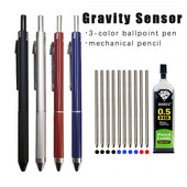 Naujos technologijos gravitacijos jutiklis 4 viename Daugiaspalvis tušinukas metalinis daugiafunkcis rašiklis 3 spalvų rutulinio taško papildymas ir pieštuko laidas