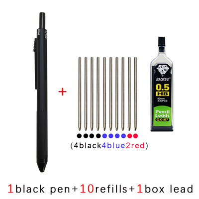 Naujos technologijos gravitacijos jutiklis 4 viename Daugiaspalvis tušinukas metalinis daugiafunkcis rašiklis 3 spalvų rutulinio taško papildymas ir pieštuko laidas