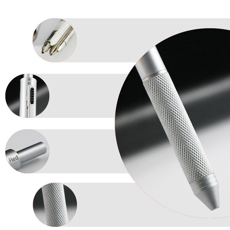 Naujos technologijos gravitacijos jutiklis 4 viename Daugiaspalvis tušinukas metalinis daugiafunkcis rašiklis 3 spalvų rutulinio taško papildymas ir pieštuko laidas