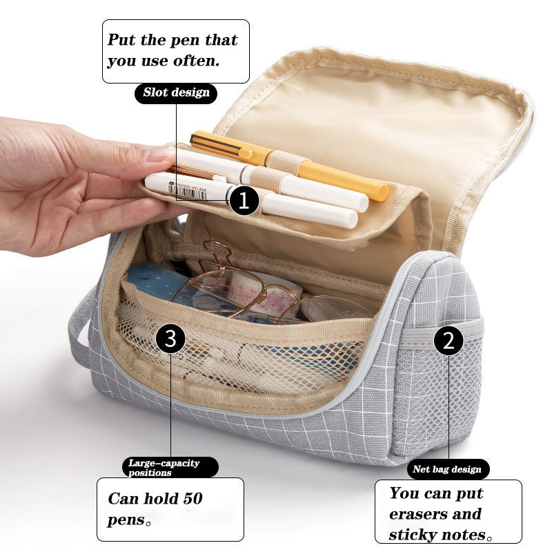 Pânză creativă de mare capacitate și cutie de creioane de mai multe culori, carcasă pentru pix pentru școală.
