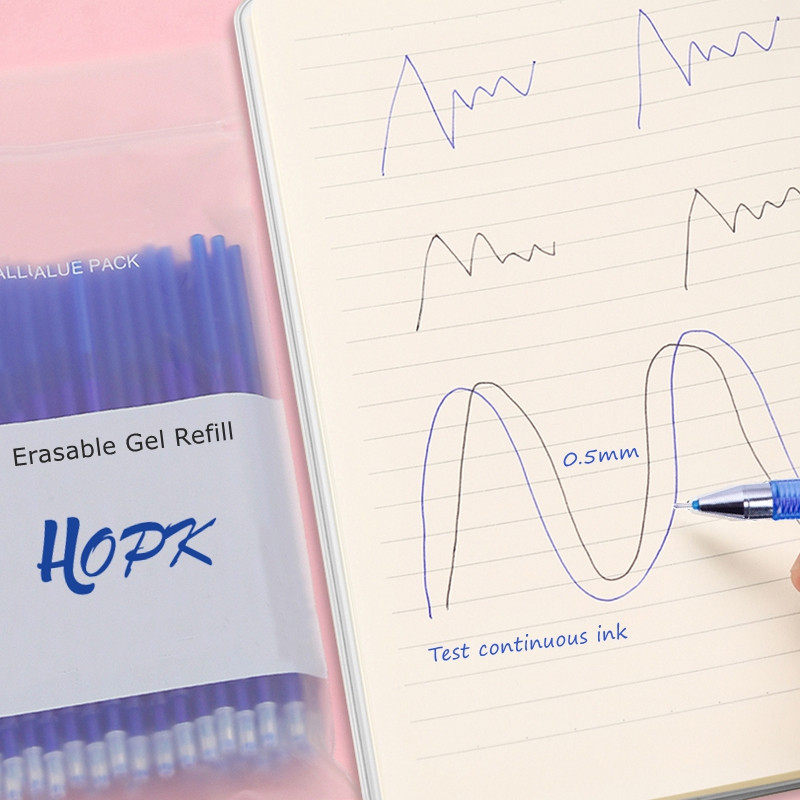 85Pcs/Set Štap gel olovke od plave crne tinte 0,5 mm Izbrisiva šipka za ponovno punjenje Izbrisiva kemijska olovka s perivom drškom Školski pribor za pisanje