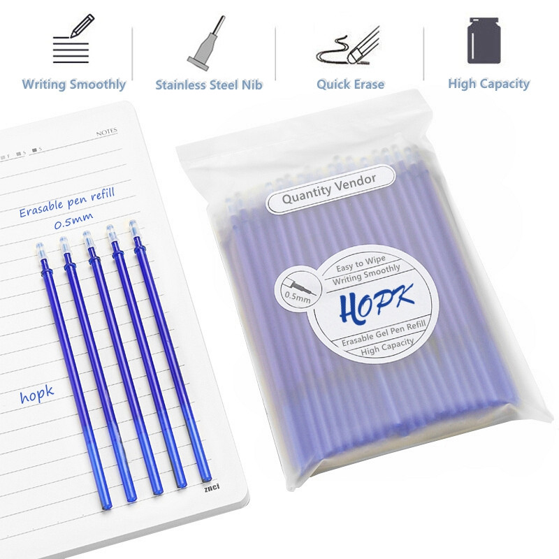 85Pcs/Set Štap gel olovke od plave crne tinte 0,5 mm Izbrisiva šipka za ponovno punjenje Izbrisiva kemijska olovka s perivom drškom Školski pribor za pisanje