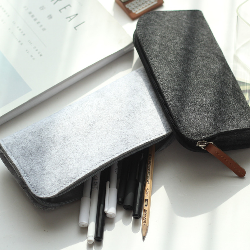 JIANWU Μινιμαλιστική τσάντα μολυβιού από τσόχα υφασμάτινη μολυβοθήκη μολυβοθήκη Σχολικά είδη Προμήθειες γραφείου