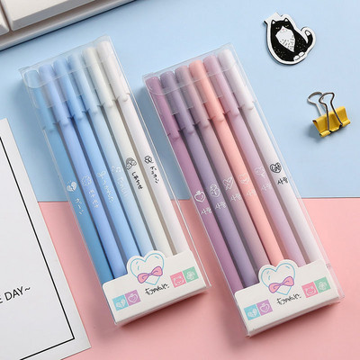 6 τεμάχια/Σετ Cute Morandi Gel Pen Kawaii 0,5mm Μαύρο στυλό γραφείου Σχολικά επιστολόχαρτα Γράψιμο μαθητή Νερό Στυλό Ουδέτερο στυλό