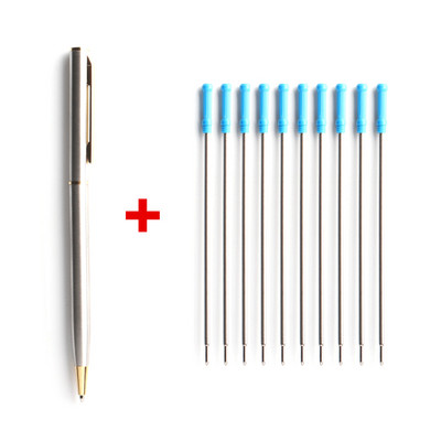 1+10Pcs/Σετ Μεταλλικό Στυλό με Ανταλλακτικά Για Σχολικό Γραφείο Ανοξείδωτο Υλικό Περιστρεφόμενο Στυλό για Προμήθειες Χαρτικής