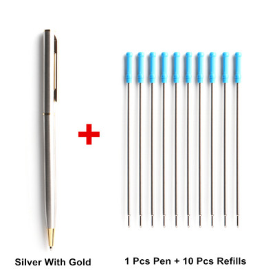 1+10vnt/rinkinys Metalinis tušinukas su užpildais mokyklos biurui Nerūdijančio plieno medžiaga, besisukanti raštinės reikmenys, rašikliai