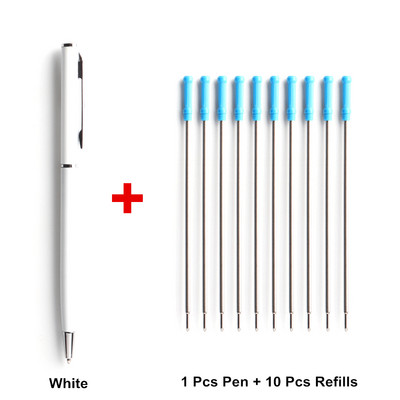 1+10vnt/rinkinys Metalinis tušinukas su užpildais mokyklos biurui Nerūdijančio plieno medžiaga, besisukanti raštinės reikmenys, rašikliai