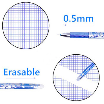 20+3 бр./компл. Изтриваеми пълнители за гел писалка Пръчка 0,5 мм синьо черно мастило Миеща се дръжка Магическа изтриваема писалка за училищни канцеларски материали