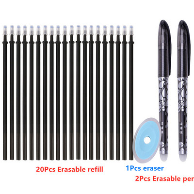 20+3 kom./komplet olovke za dopune za gel olovke od 0,5 mm plave crne tinte s perivom ručkom Čarobna izbrisiva olovka za školski uredski pribor