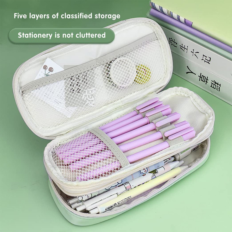 Kawaii zelene pernice velikog kapaciteta, slatki držač za torbicu, platnena torba za olovke, perivi školski pribor, korejski pribor