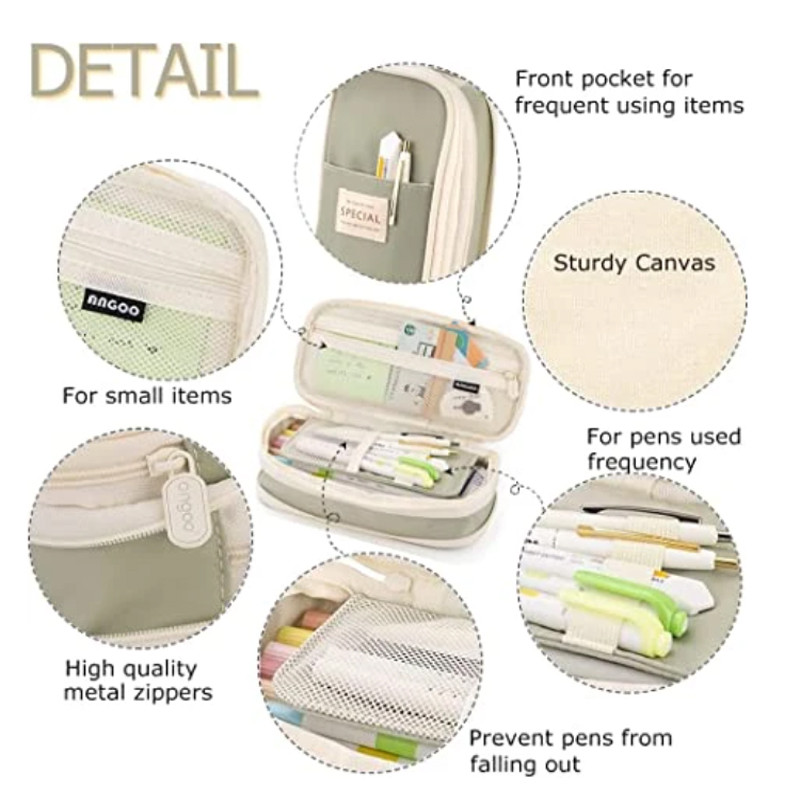 Kawaii zelene pernice velikog kapaciteta, slatki držač za torbicu, platnena torba za olovke, perivi školski pribor, korejski pribor