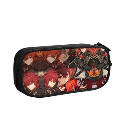 Kaedehara Kazuha Maple Pencil Case for Boys Gilrs Custom Genshin Impact Anime Game Голям капацитет Химикалка Кутия Чанта Ученически пособия