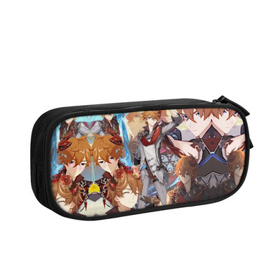 Kaedehara Kazuha Maple Pencil Case for Boys Gilrs Custom Genshin Impact Anime Game Голям капацитет Химикалка Кутия Чанта Ученически пособия