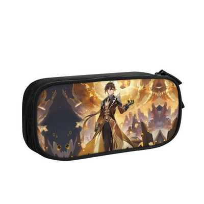 Kaedehara Kazuha Maple Pencil Case for Boys Gilrs Custom Genshin Impact Anime Game Голям капацитет Химикалка Кутия Чанта Ученически пособия