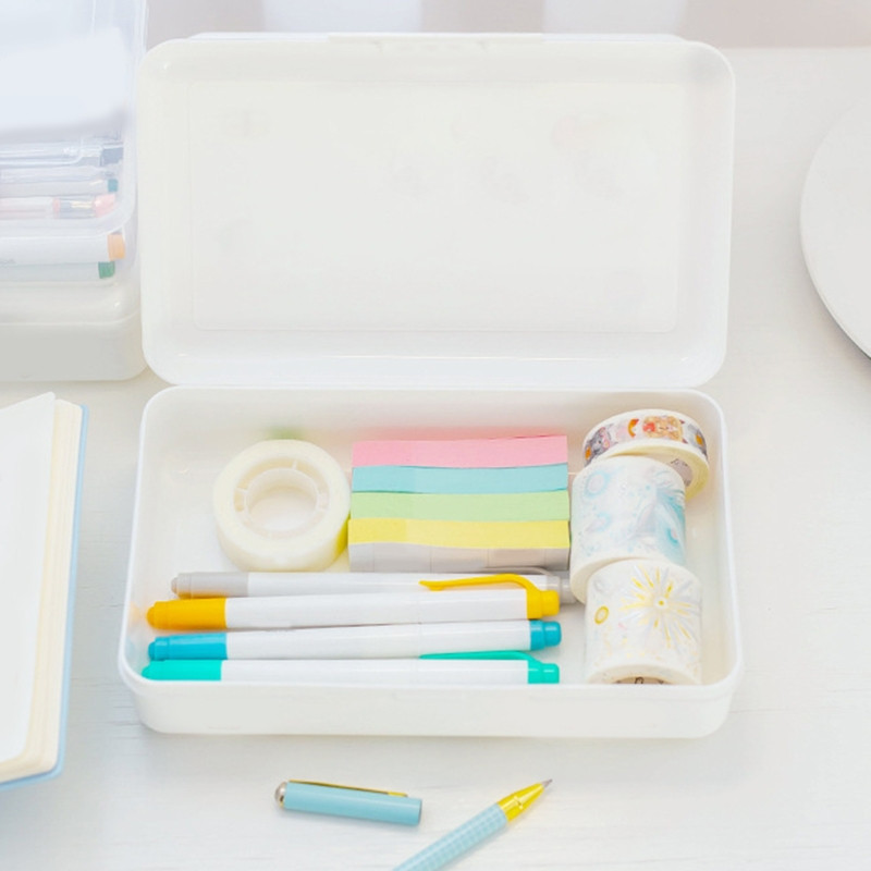 Átlátszó tolltartó műanyag ceruzatartó zsírkréta tolltartó doboz marker tolltartó, egymásra rakható irodai kellékdoboz tolltartó