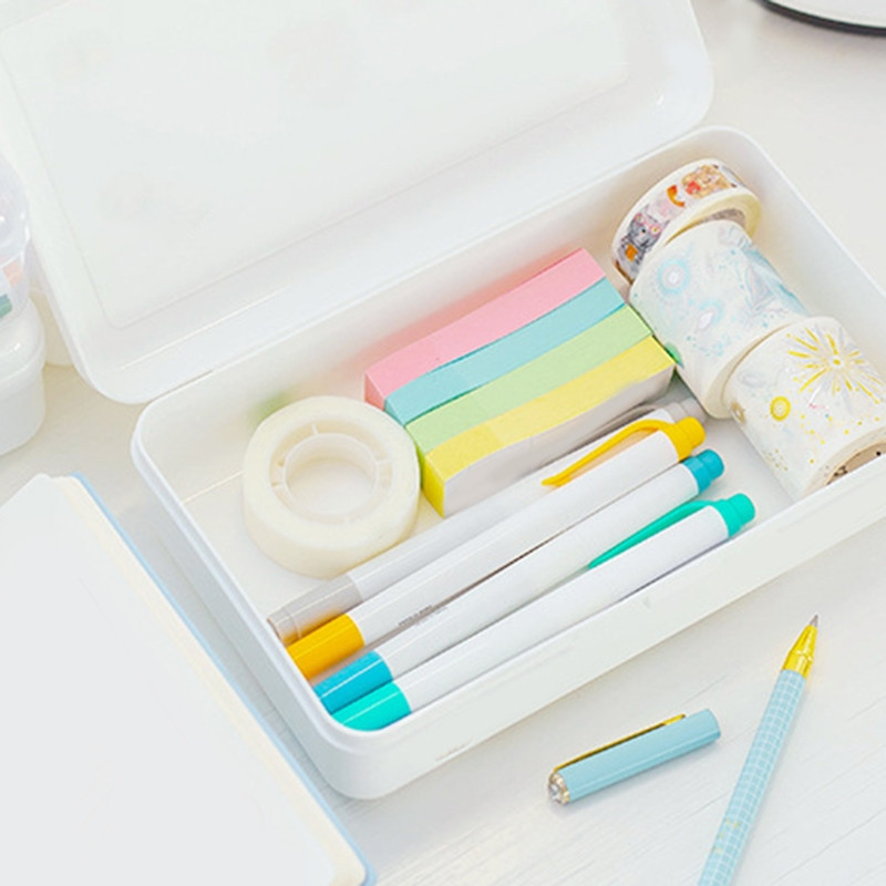 Átlátszó tolltartó műanyag ceruzatartó zsírkréta tolltartó doboz marker tolltartó, egymásra rakható irodai kellékdoboz tolltartó