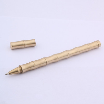Šlifuotas Nuimamas bambuko ritininis rašiklis GOLDEN matinis auksinis metalas Kanceliarinės prekės Biuro reikmenys Rašymas