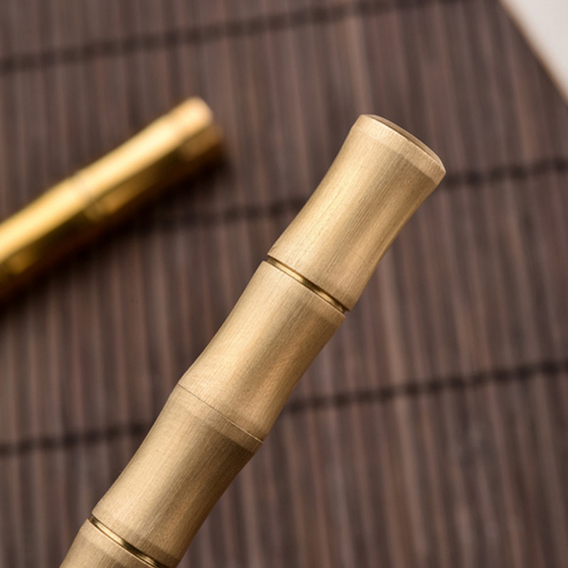 Šlifuotas Nuimamas bambuko ritininis rašiklis GOLDEN matinis auksinis metalas Kanceliarinės prekės Biuro reikmenys Rašymas