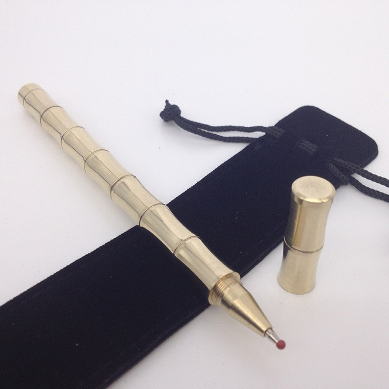 Šlifuotas Nuimamas bambuko ritininis rašiklis GOLDEN matinis auksinis metalas Kanceliarinės prekės Biuro reikmenys Rašymas