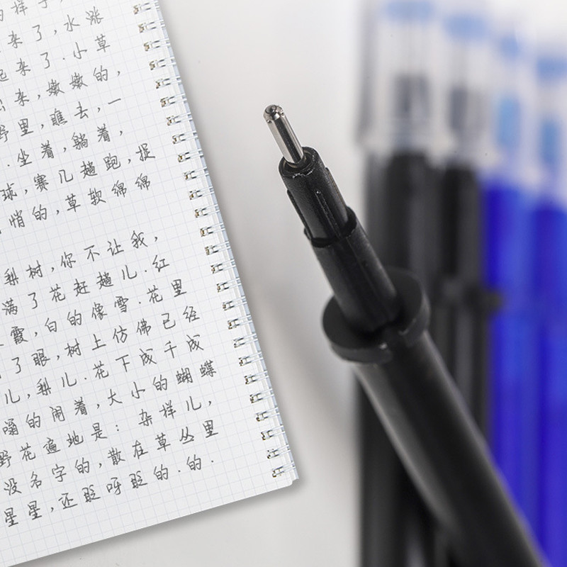 0,5 mm dzēšams pildspalvu komplekts zila, melna tintes želejveida pildspalva, dzēšams uzpildīšanas stienis, mazgājams rokturis skolas un biroja rakstīšanai rakstāmpiederumiem, gēla tintes pildspalva