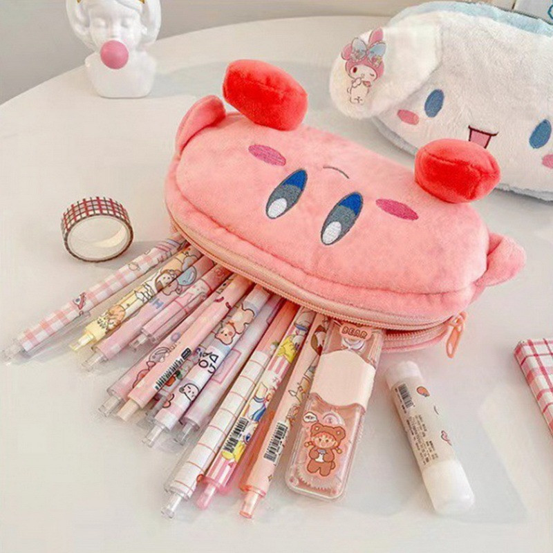 Kawaii japāņu zīmuļu futrālis Skolas rakstāmpiederumi meitenēm Pildspalvu maisiņu kaste Jauki plīša kosmētikas soma lielas ietilpības studentu piederumi