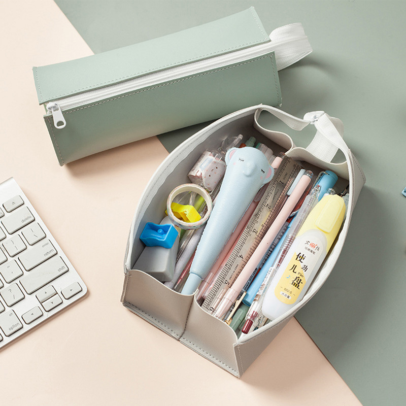 Penālis Melns Trousse Scolaire Ādas Estuches Escolares lielas ietilpības penālis Piornik Kawaii kancelejas piederumu zīmuļu maisiņš