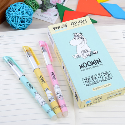 6 buc Kawaii, albastru, negru, cerneală, stilou gel șters, articole de papetărie pentru studenți, stilouri multifuncționale, 0,38 mm, vârf, rechizite școlare de birou