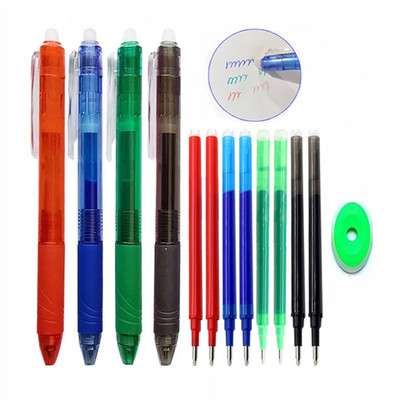 0,7mm Magic Erasable Pen Press Gel Pen Σετ 8 Χρωμάτων Erasable Refill Rod Gel Ink Stationery Πτυσσόμενα στυλό Ράβδοι λαβής για πλύσιμο