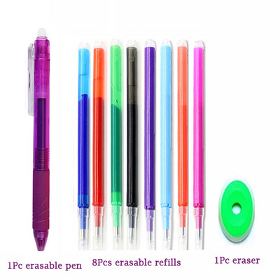 0,7 mm Magic Erasable Pen Press Gel Pen Set 8 boja Izbrisivi štap za punjenje Gel tinta Uredski materijal Olovke na uvlačenje Perive ručke