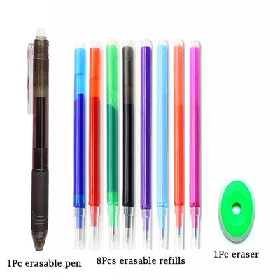 0,7 mm Magic Erasable Pen Press Gel Pen Set 8 boja Izbrisivi štap za punjenje Gel tinta Uredski materijal Olovke na uvlačenje Perive ručke