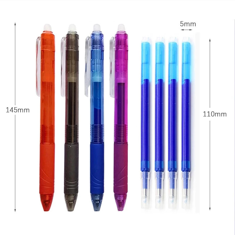 0,7 mm Magic Erasable Pen Press Gel Pen Set 8 boja Izbrisivi štap za punjenje Gel tinta Uredski materijal Olovke na uvlačenje Perive ručke
