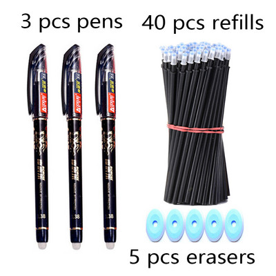 Set gelova za brisanje od 48 komada, gel olovke za brisanje za pisanje Kawaii pribor, kemijska olovka s perivom drškom, vrteći školski pribor