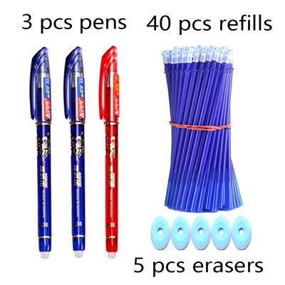 Set gelova za brisanje od 48 komada, gel olovke za brisanje za pisanje Kawaii pribor, kemijska olovka s perivom drškom, vrteći školski pribor