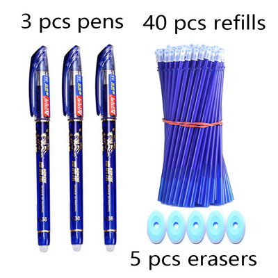 Set gelova za brisanje od 48 komada, gel olovke za brisanje za pisanje Kawaii pribor, kemijska olovka s perivom drškom, vrteći školski pribor