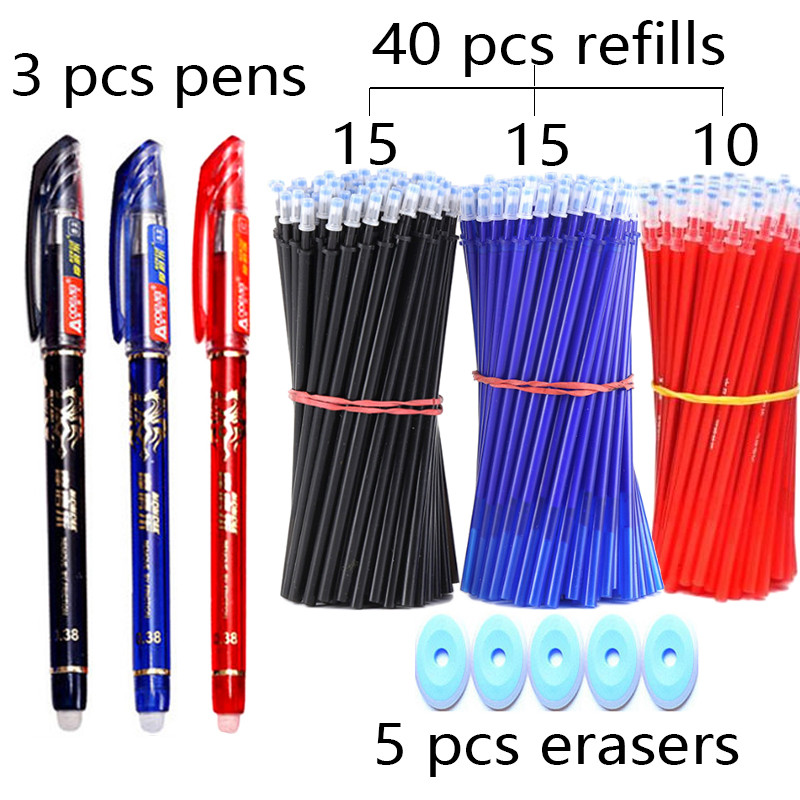 Set gelova za brisanje od 48 komada, gel olovke za brisanje za pisanje Kawaii pribor, kemijska olovka s perivom drškom, vrteći školski pribor