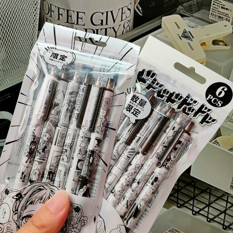 6Pcs crtani anime WC uvezani Jibaku Shounen Hanako-Kun gel olovka 0,5 mm crna tinta tiskarska olovka Uredski školski pribor Pribor