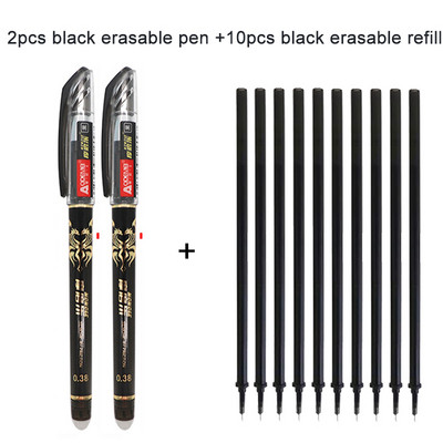 2+10 vnt / rinkinys gelio rašiklis 0,5 mm, ištrinama plaunama rankena Nutrinama rašiklio užpildymo strypas mėlynas juodas rašalas mokyklos raštinės reikmenys biuro rašymo įrankis