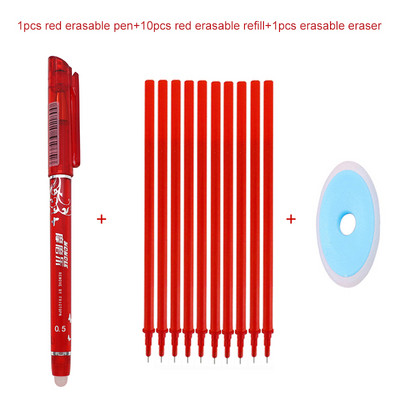2+10 vnt / rinkinys gelio rašiklis 0,5 mm, ištrinama plaunama rankena Nutrinama rašiklio užpildymo strypas mėlynas juodas rašalas mokyklos raštinės reikmenys biuro rašymo įrankis